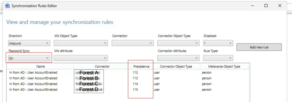 Synchronization rules Editor In from AD