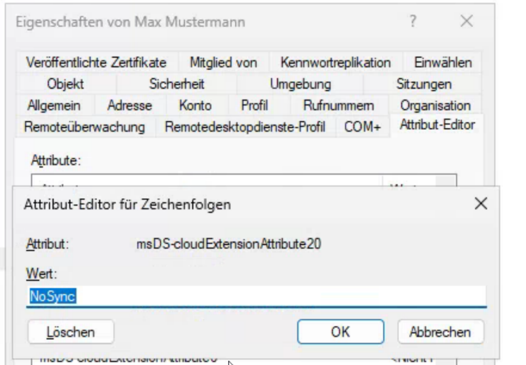 msDS-cloudExtensionAttribute20 NoSync